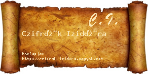 Czifrák Izidóra névjegykártya